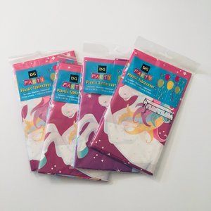 Lot of 4 Pink Unicorn Party Plastic Tablecovers